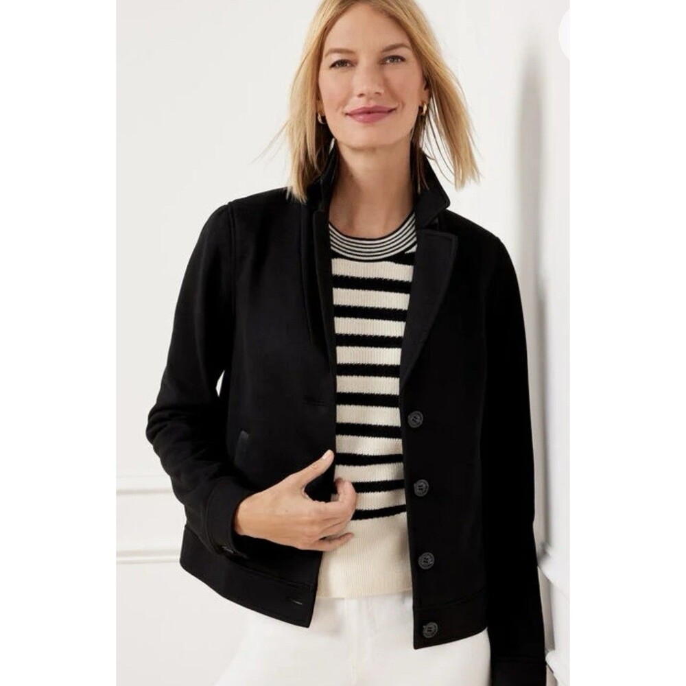 Talbots Black Brushed Knit Jacket  8 Petite PERFECT
